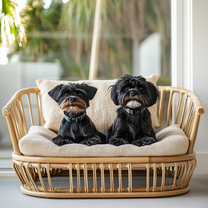 Pet bed, wicker dog bed, cat bed, American-style retro solid wood animal house furniture, Teddy Bichon Frise dog mattress - Image 2