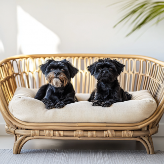Pet bed, wicker dog bed, cat bed, American-style retro solid wood animal house furniture, Teddy Bichon Frise dog mattress