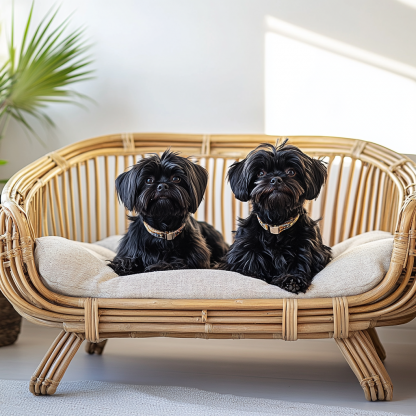 Pet bed, wicker dog bed, cat bed, American-style retro solid wood animal house furniture, Teddy Bichon Frise dog mattress - Image 4