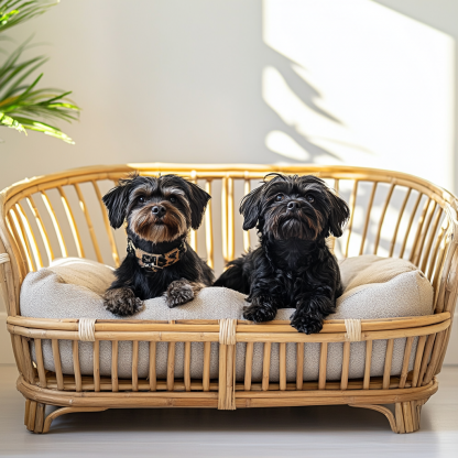 Pet bed, wicker dog bed, cat bed, American-style retro solid wood animal house furniture, Teddy Bichon Frise dog mattress - Image 9
