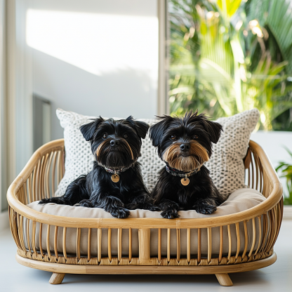 Pet bed, wicker dog bed, cat bed, American-style retro solid wood animal house furniture, Teddy Bichon Frise dog mattress - Image 4