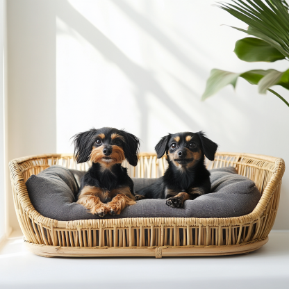 Pet bed, wicker dog bed, cat bed, American-style retro solid wood animal house furniture, Teddy Bichon Frise dog mattress - Image 7