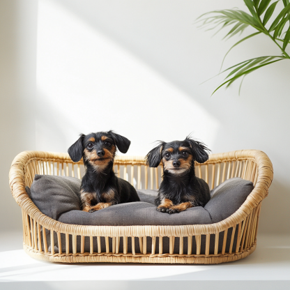Pet bed, wicker dog bed, cat bed, American-style retro solid wood animal house furniture, Teddy Bichon Frise dog mattress - Image 9