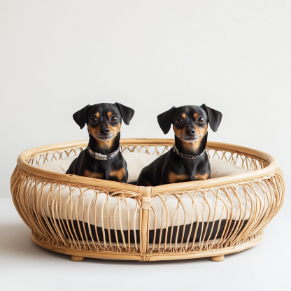 Pet bed, wicker dog bed, cat bed, American-style retro solid wood animal house furniture, Teddy Bichon Frise dog mattress - Image 3
