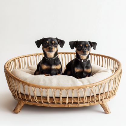 Pet bed, wicker dog bed, cat bed, American-style retro solid wood animal house furniture, Teddy Bichon Frise dog mattress - Image 3