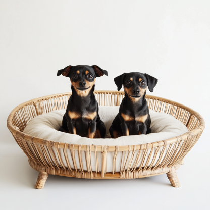 Pet bed, wicker dog bed, cat bed, American-style retro solid wood animal house furniture, Teddy Bichon Frise dog mattress - Image 2