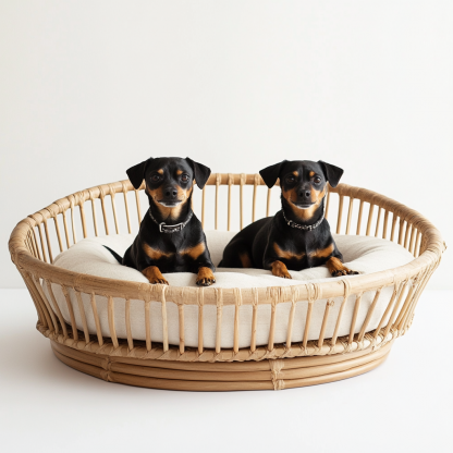 Pet bed, wicker dog bed, cat bed, American-style retro solid wood animal house furniture, Teddy Bichon Frise dog mattress - Image 2