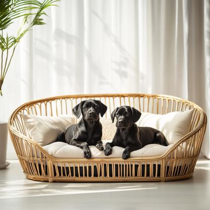 Pet bed, wicker dog bed, cat bed, American-style retro solid wood animal house furniture, Teddy Bichon Frise dog mattress - Image 8