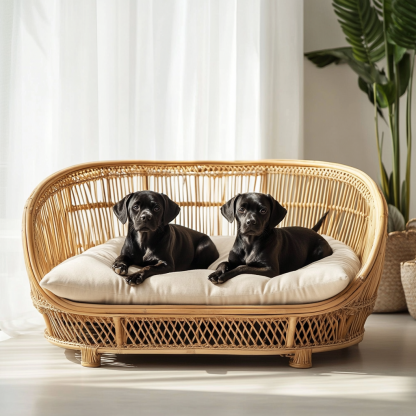 Pet bed, wicker dog bed, cat bed, American-style retro solid wood animal house furniture, Teddy Bichon Frise dog mattress - Image 7