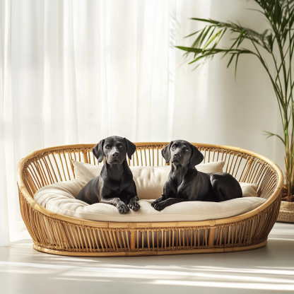 Pet bed, wicker dog bed, cat bed, American-style retro solid wood animal house furniture, Teddy Bichon Frise dog mattress - Image 6