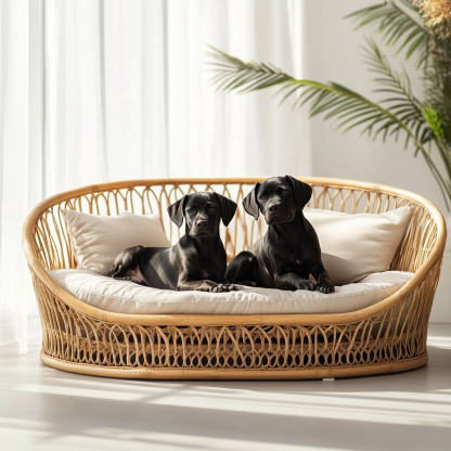 Pet bed, wicker dog bed, cat bed, American-style retro solid wood animal house furniture, Teddy Bichon Frise dog mattress - Image 5