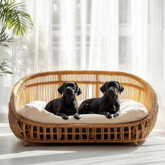 Pet bed, wicker dog bed, cat bed, American-style retro solid wood animal house furniture, Teddy Bichon Frise dog mattress