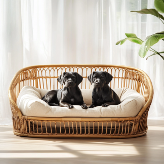 Pet bed, wicker dog bed, cat bed, American-style retro solid wood animal house furniture, Teddy Bichon Frise dog mattress