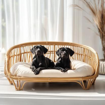 Pet bed, wicker dog bed, cat bed, American-style retro solid wood animal house furniture, Teddy Bichon Frise dog mattress - Image 9