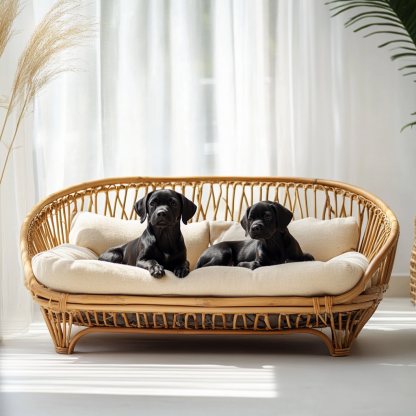 Pet bed, wicker dog bed, cat bed, American-style retro solid wood animal house furniture, Teddy Bichon Frise dog mattress - Image 8