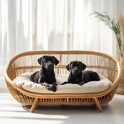 Pet bed, wicker dog bed, cat bed, American-style retro solid wood animal house furniture, Teddy Bichon Frise dog mattress - Image 7