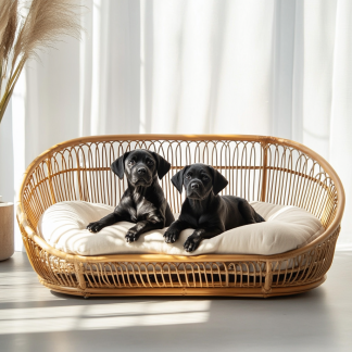Pet bed, wicker dog bed, cat bed, American-style retro solid wood animal house furniture, Teddy Bichon Frise dog mattress
