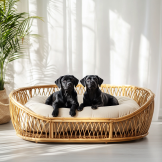 Pet bed, wicker dog bed, cat bed, American-style retro solid wood animal house furniture, Teddy Bichon Frise dog mattress