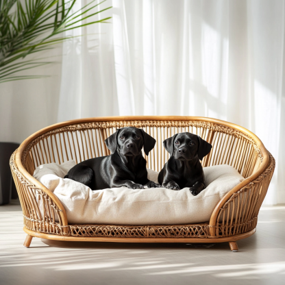 Pet bed, wicker dog bed, cat bed, American-style retro solid wood animal house furniture, Teddy Bichon Frise dog mattress - Image 6