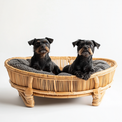Pet bed, wicker dog bed, cat bed, American-style retro solid wood animal house furniture, Teddy Bichon Frise dog mattress - Image 3