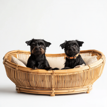 Pet bed, wicker dog bed, cat bed, American-style retro solid wood animal house furniture, Teddy Bichon Frise dog mattress - Image 2