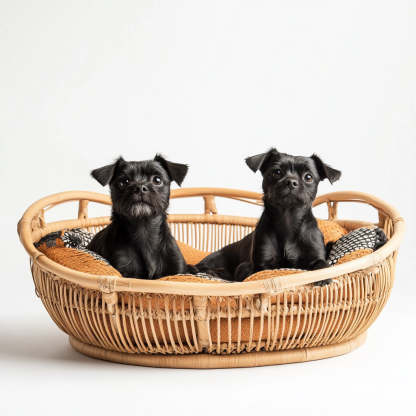 Pet bed, wicker dog bed, cat bed, American-style retro solid wood animal house furniture, Teddy Bichon Frise dog mattress - Image 2