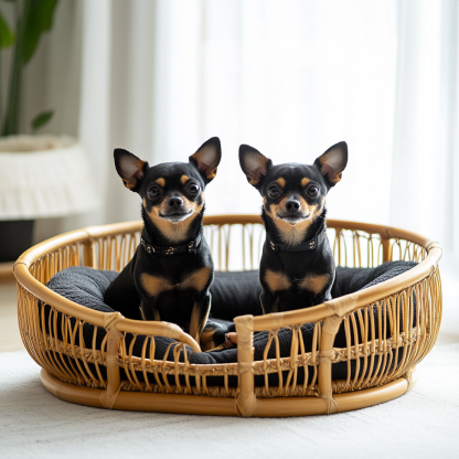 Pet bed, wicker dog bed, cat bed, American-style retro solid wood animal house furniture, Teddy Bichon Frise dog mattress - Image 3