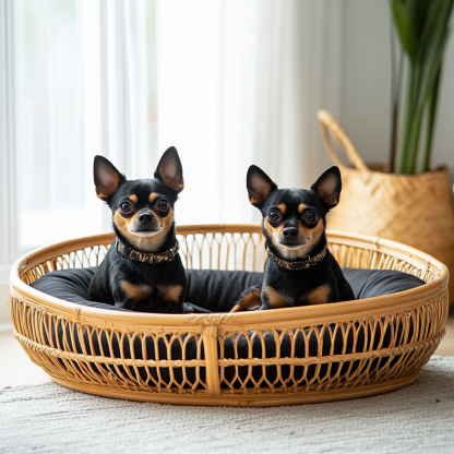 Pet bed, wicker dog bed, cat bed, American-style retro solid wood animal house furniture, Teddy Bichon Frise dog mattress - Image 2