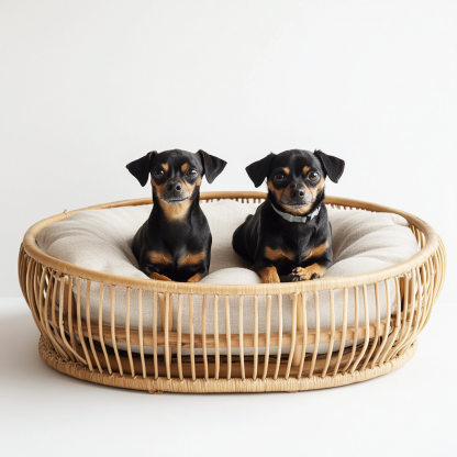 Pet bed, wicker dog bed, cat bed, American-style retro solid wood animal house furniture, Teddy Bichon Frise dog mattress - Image 5