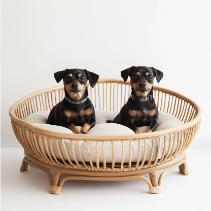 Pet bed, wicker dog bed, cat bed, American-style retro solid wood animal house furniture, Teddy Bichon Frise dog mattress - Image 4