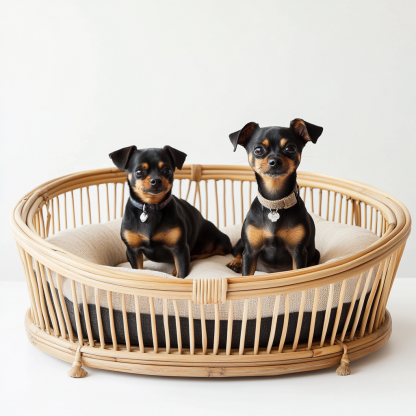Pet bed, wicker dog bed, cat bed, American-style retro solid wood animal house furniture, Teddy Bichon Frise dog mattress - Image 3