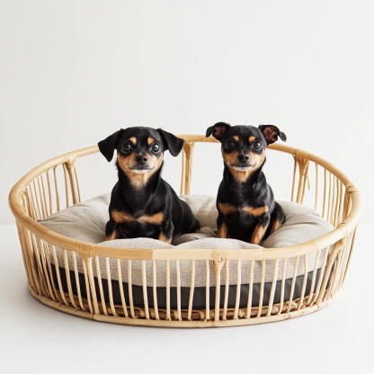 Pet bed, wicker dog bed, cat bed, American-style retro solid wood animal house furniture, Teddy Bichon Frise dog mattress - Image 2