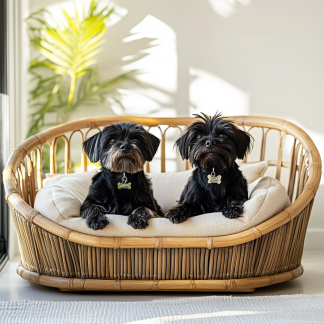 Pet bed, wicker dog bed, cat bed, American-style retro solid wood animal house furniture, Teddy Bichon Frise dog mattress