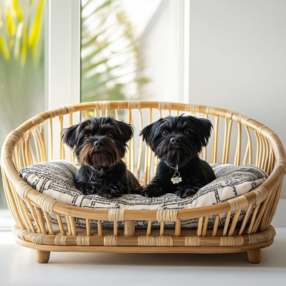 Pet bed, wicker dog bed, cat bed, American-style retro solid wood animal house furniture, Teddy Bichon Frise dog mattress - Image 4