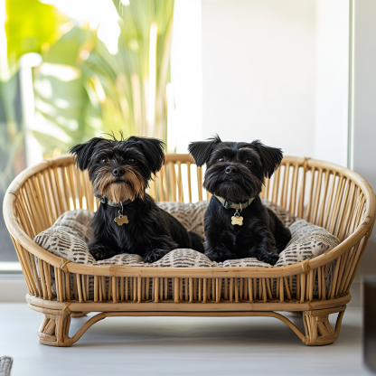 Pet bed, wicker dog bed, cat bed, American-style retro solid wood animal house furniture, Teddy Bichon Frise dog mattress - Image 3