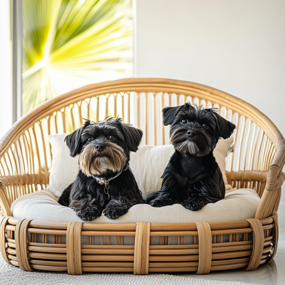 Pet bed, wicker dog bed, cat bed, American-style retro solid wood animal house furniture, Teddy Bichon Frise dog mattress - Image 2