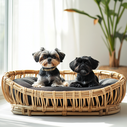 Pet bed, wicker dog bed, cat bed, American-style retro solid wood animal house furniture, Teddy Bichon Frise dog mattress - Image 2