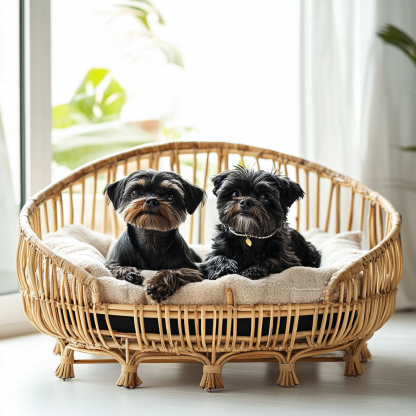 Pet bed, wicker dog bed, cat bed, American-style retro solid wood animal house furniture, Teddy Bichon Frise dog mattress - Image 7