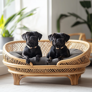 Pet bed, wicker dog bed, cat bed, American-style retro solid wood animal house furniture, Teddy Bichon Frise dog mattress