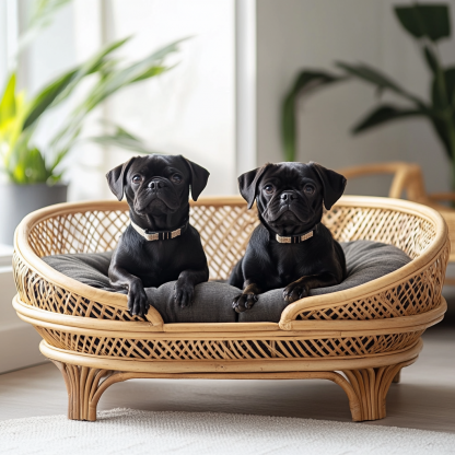 Pet bed, wicker dog bed, cat bed, American-style retro solid wood animal house furniture, Teddy Bichon Frise dog mattress