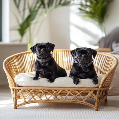 Pet bed, wicker dog bed, cat bed, American-style retro solid wood animal house furniture, Teddy Bichon Frise dog mattress - Image 4