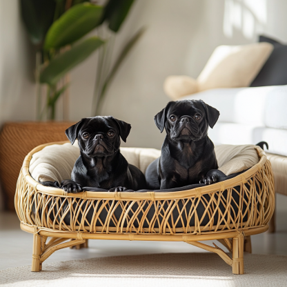 Pet bed, wicker dog bed, cat bed, American-style retro solid wood animal house furniture, Teddy Bichon Frise dog mattress - Image 2