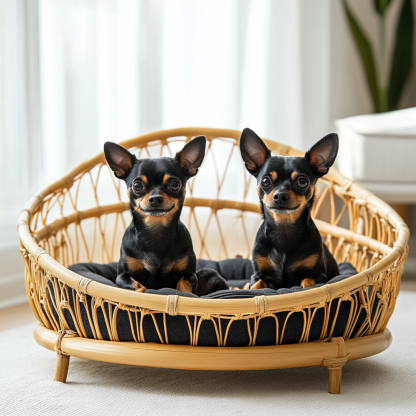 Pet bed, wicker dog bed, cat bed, American-style retro solid wood animal house furniture, Teddy Bichon Frise dog mattress - Image 5