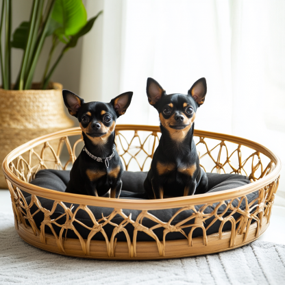 Pet bed, wicker dog bed, cat bed, American-style retro solid wood animal house furniture, Teddy Bichon Frise dog mattress - Image 4