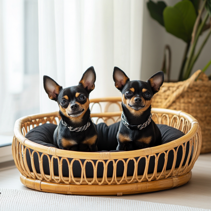 Pet bed, wicker dog bed, cat bed, American-style retro solid wood animal house furniture, Teddy Bichon Frise dog mattress - Image 3