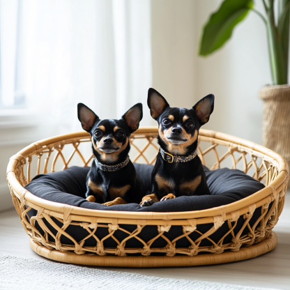 Pet bed, wicker dog bed, cat bed, American-style retro solid wood animal house furniture, Teddy Bichon Frise dog mattress - Image 2