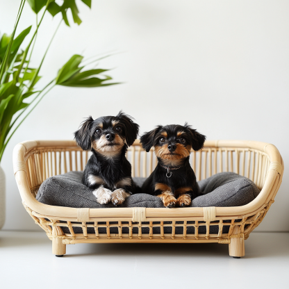 Pet bed, wicker dog bed, cat bed, American-style retro solid wood animal house furniture, Teddy Bichon Frise dog mattress - Image 9