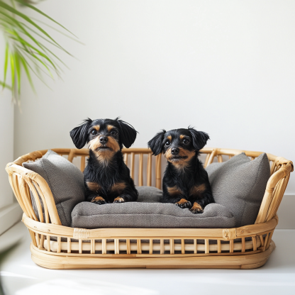 Pet bed, wicker dog bed, cat bed, American-style retro solid wood animal house furniture, Teddy Bichon Frise dog mattress - Image 8