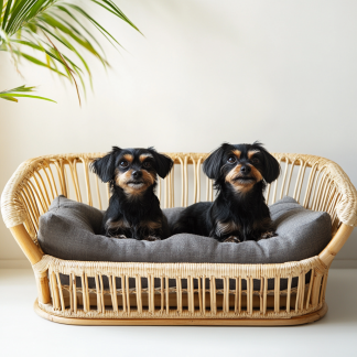 Pet bed, wicker dog bed, cat bed, American-style retro solid wood animal house furniture, Teddy Bichon Frise dog mattress