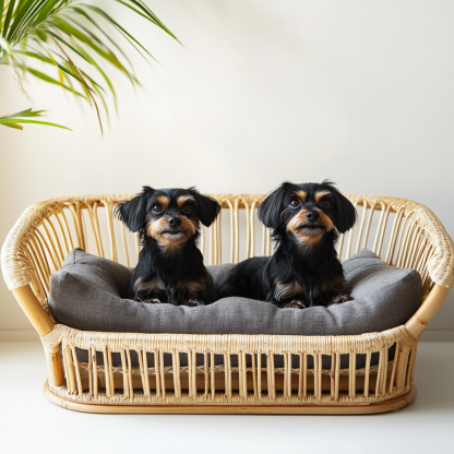 Pet bed, wicker dog bed, cat bed, American-style retro solid wood animal house furniture, Teddy Bichon Frise dog mattress